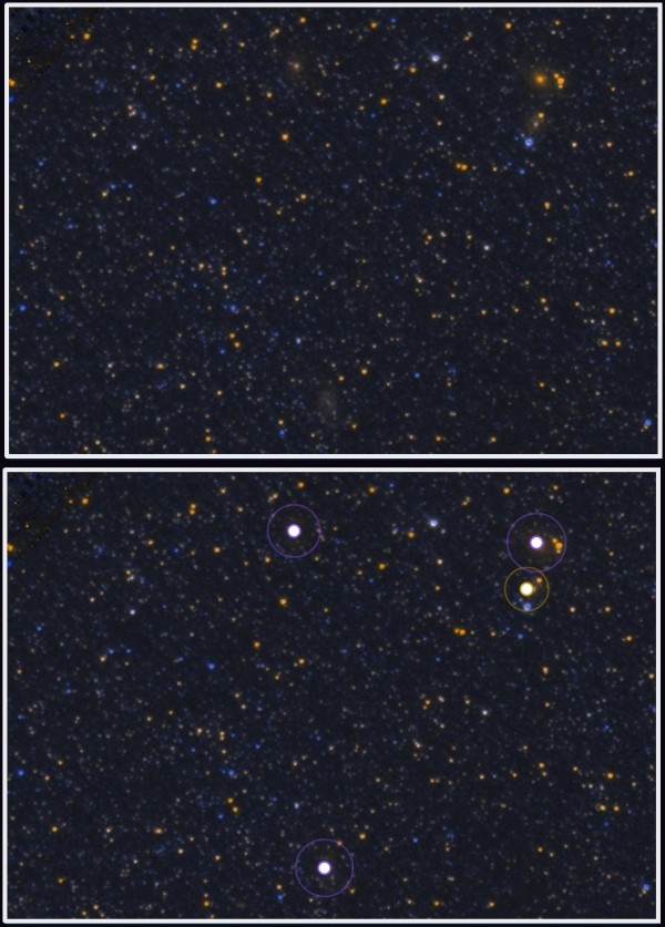 Image credit: screenshot -- before and after -- from The Andromeda Project.