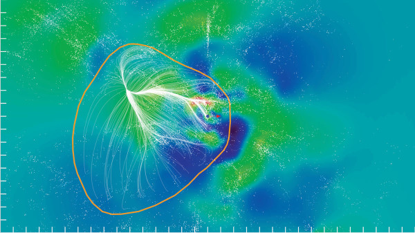 Image credit: R. Brent Tully (U. Hawaii) et al., SDvision, DP, CEA/Saclay, of Laniakea, our local “supercluster” of galaxies.