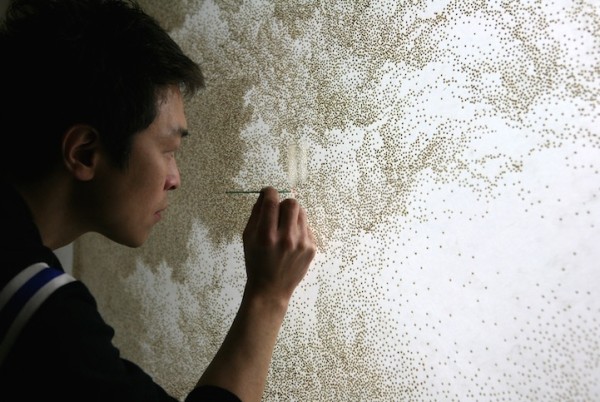 Image credit: Jihyun Park, working on a reverse-pointillist masterpiece, via http://www.mymodernmet.com/profiles/blogs/jihyun-park-reverse-pointillism-incense-paper.