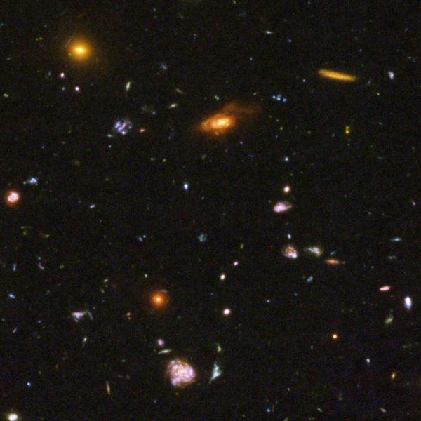 A selection of some of the most distant galaxies in the observable Universe, from the Hubble Ultra Deep Field. Image credit: NASA, ESA, and N. Pirzkal (European Space Agency/STScI).