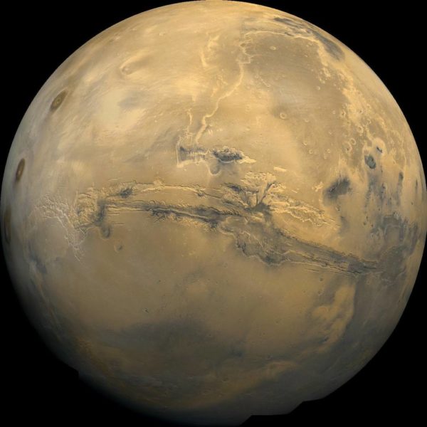 Valles Marineris on Mars, taken by the Viking orbiters. Image credit: NASA.