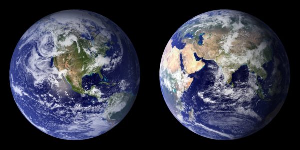 The 2001-2002 composite images of the Blue Marble, constructed with NASA's Moderate Resolution Imaging Spectroradiometer (MODIS) data.