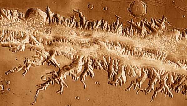 These tendrils are evidence of water flowing down a slope and into a massive river. Image credit: NASA / JPL-Caltech / University of Arizona, Mars Odyssey / THEMIS.