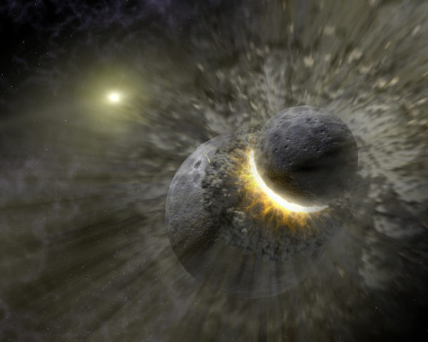A massive collision of large planetesimals gave rise to the Earth-Moon system, something we only learned by going to the Moon and returning samples of the lunar surface to Earth. Image credit: NASA/JPL-Caltech/T. Pyle (SSC).