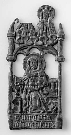 14th century pilgrim's badge of St. Bridget found in the River Fyris at Uppsala.