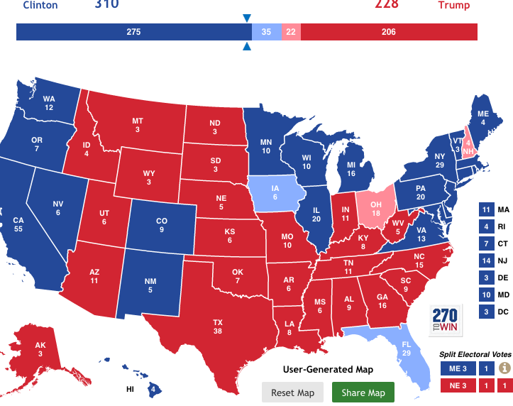 Electoral Vote, Popular Vote, Final Model Prediction, 2016 Clinton v ...
