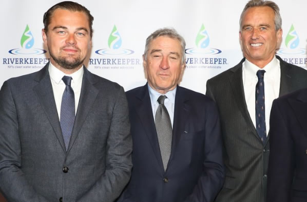 Robert F. Kennedy, Jr. (right), with Leonardo Di Caprio (right) and Robert De Niro (center): Just another day of celebrities hanging out with antivaccinationists
