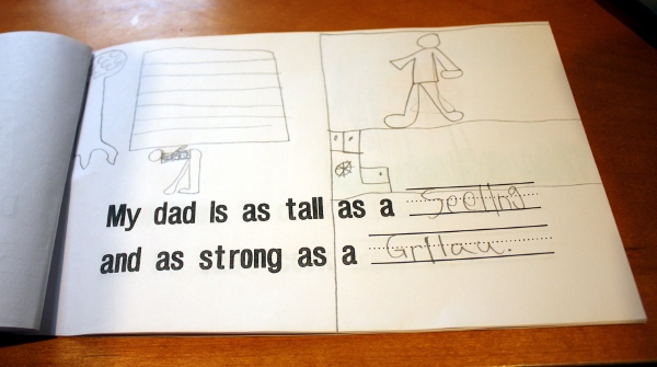according to SteelyKid I am as tall as a seeling (ceiling) and as strong as a grilau (gorilla).