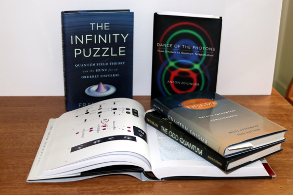 A selection of quantum physics books.