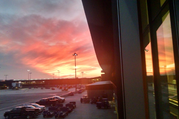 The sun setting over Baltimore-Washington International Airport.