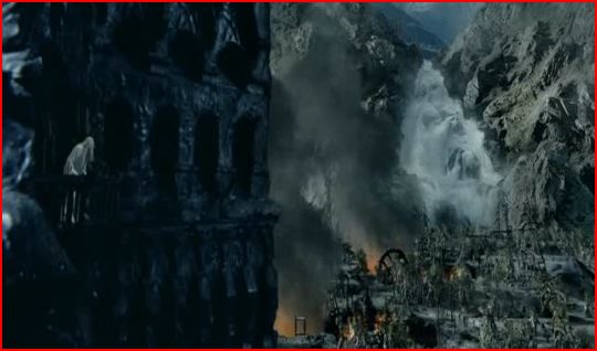 The Ents destroy the dam at Isengard from The Two Towers, directed by Peter Jackson.