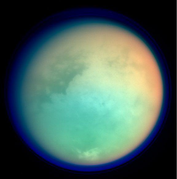 Titan in false color from Cassini