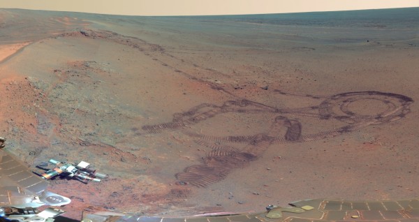 Mars Opportunity rover by Greeley Crater