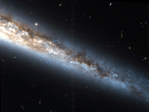 A fraction of one side of the Needle Galaxy, as seen by Hubble.