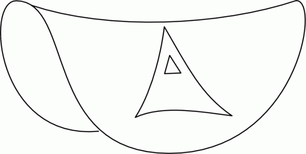 Triangle on a saddle, of negative curvature