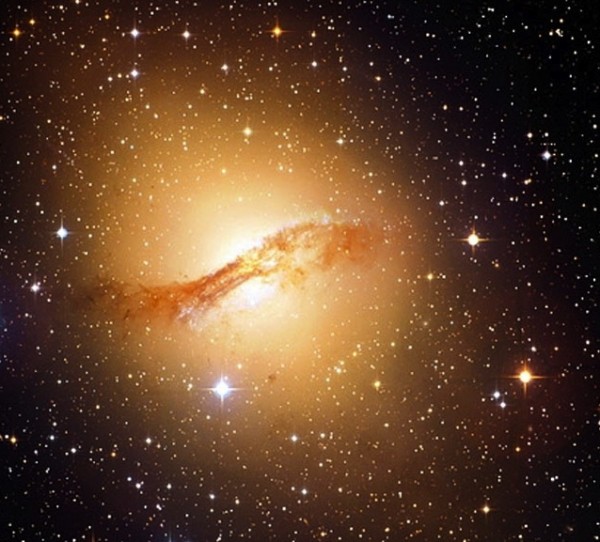 Centaurus A, a single, reddish, post-merger elliptical galaxy