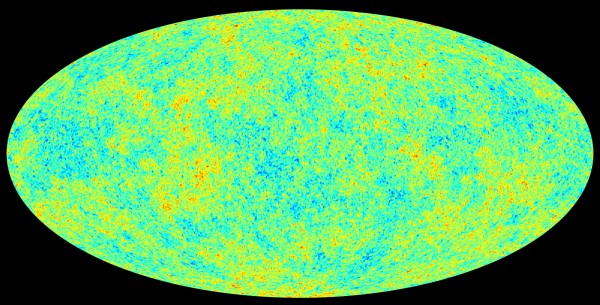 Image credit: ESA, of a simulation of the CMB.