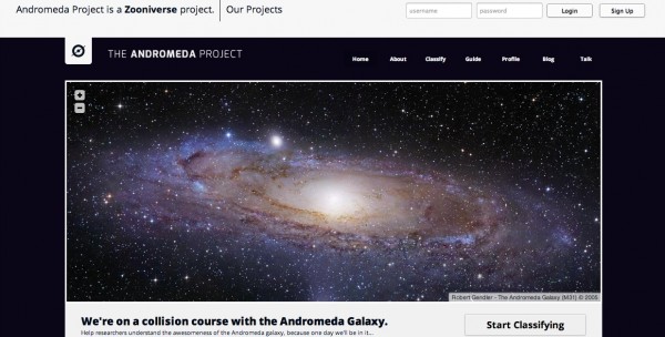 Image credit: Robert Gendler (of Andromeda); screenshot from http://www.andromedaproject.org/.