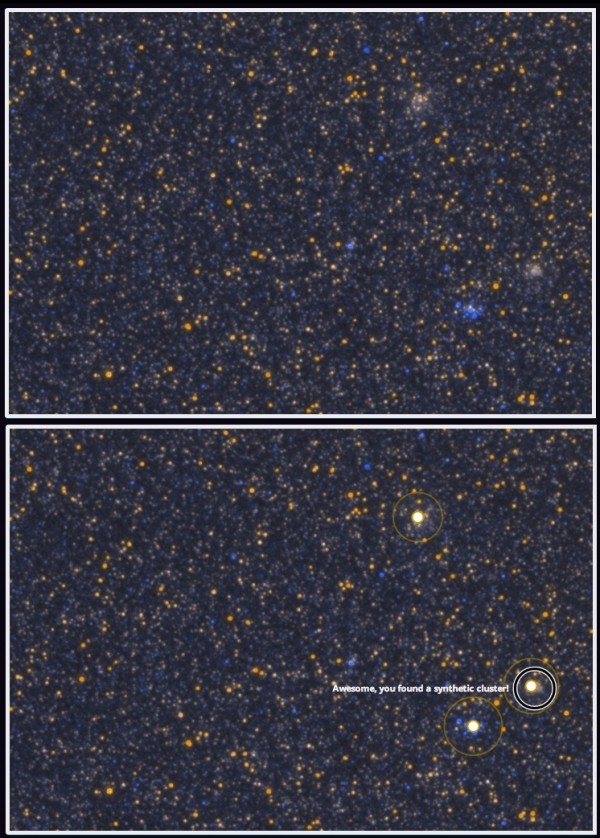 Image credit: screenshot -- before and after -- from The Andromeda Project.