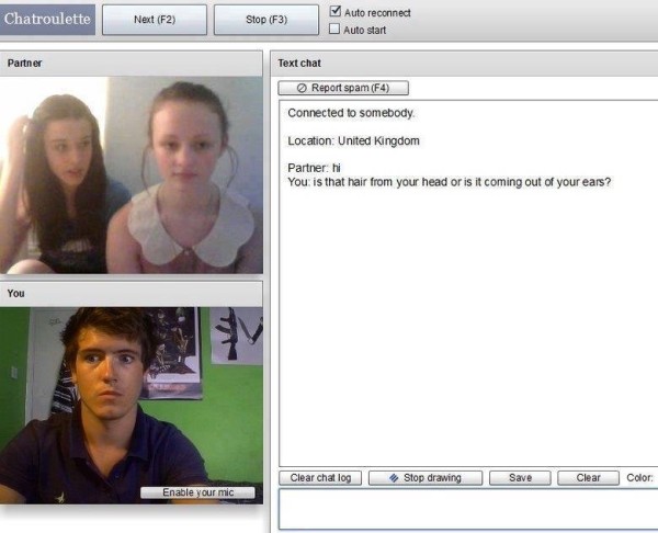 Image credit: screenshot from Chatroulette.