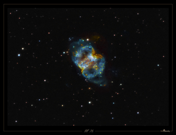 Image credit: J-P Metsavainio, via http://astroanarchy.blogspot.com/2010/11/m-76-little-dumbbell-nebula.html.