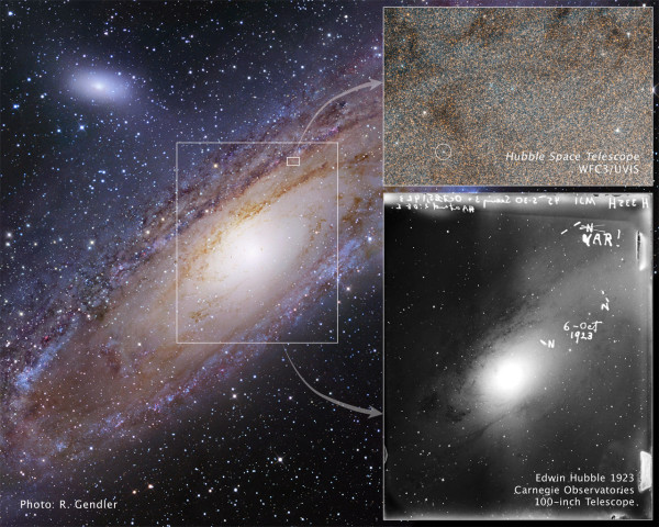 Image credit: E. Hubble, NASA, ESA, R. Gendler, Z. Levay and the Hubble Heritage Team, via http://apod.nasa.gov/apod/ap110701.html.