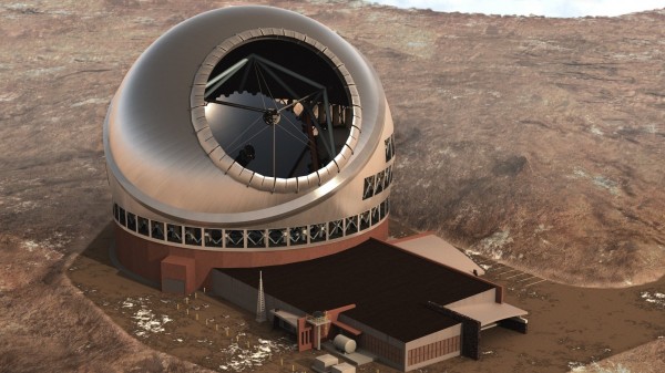 Image credit: Artist’s rendering of the Thirty Meter Telescope; courtesy of the TMT collaboration.