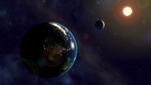 Image credit: flickr user Kevin Gill, under c.c.a.-s.a.-2.0. A quick artistic view of the Earth, Moon, & Sun. Done in Blender 2.71/Cycles, touched up in Photoshop, of the Earth, Moon and Sun.