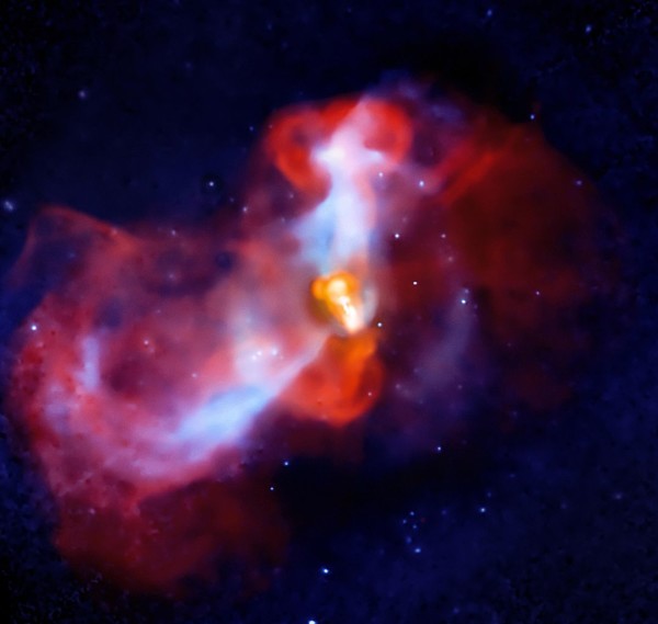 Messier 87 in X-ray and radio. Image credit: X-ray: NASA/CXC/KIPAC/N. Werner et al Radio: NSF/NRAO/AUI/W. Cotton.