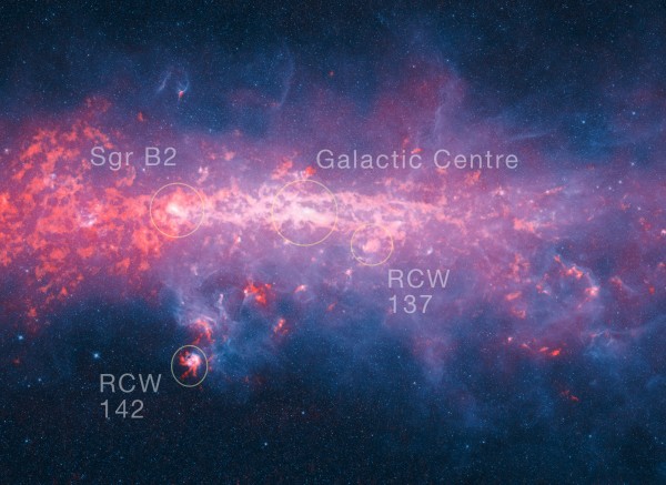 The latest composite release, from the ATLASGAL collaboration. Image credit: ESO/APEX/ATLASGAL consortium/NASA/GLIMPSE consortium/ESA/Planck.