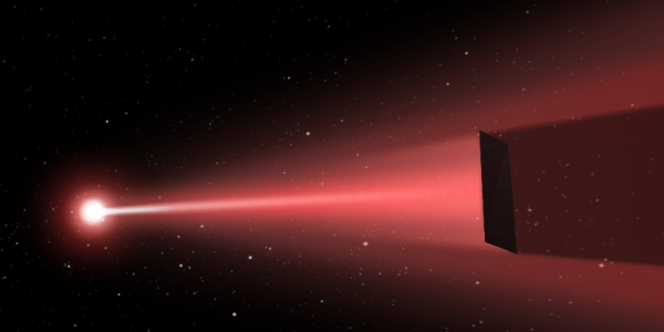 Image credit: the DEEP-laser sail concept, via http://www.deepspace.ucsb.edu/projects/directed-energy-interstellar-precursors, Copyright © 2016 UCSB Experimental Cosmology Group.
