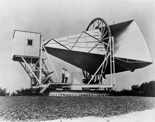 Penzias and Wilson at the 15 m Holmdel Horn Antenna. Image credit: NASA.