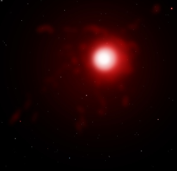 Artist’s impression of the red hypergiant VY Canis Majoris. Our Sun will become a more modest red giant, but a giant nonetheless. Image credit: Wikimedia Commons user Sephirohq, under a c.c.a.-s.a.-3.0 unported license.
