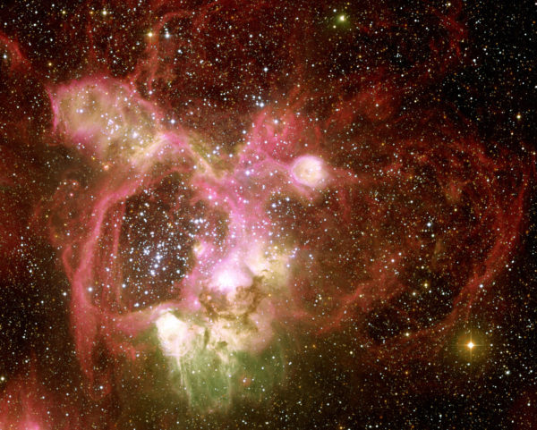 The central region of the emission nebula N44 in the Large Magellanic Cloud. Image credit: ESO.