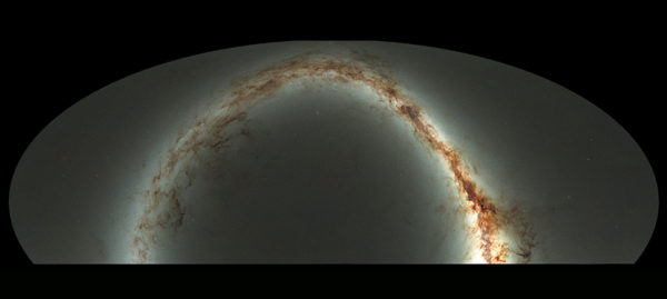 This compressed view of the entire sky visible from Hawai'i by the Pan-STARRS1 Observatory is the result of half a million exposures, each about 45 seconds in length. Image credit: Danny Farrow, Pan-STARRS1 Science Consortium and Max Planck Institute for Extraterrestrial Physics.